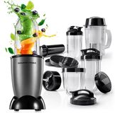 GOURMETmaxx Mr. Magic Power Pro Mixer 400 watt | Smoothiemaker met meeneemdeksel | Staande mixer met mengbeker en vershouddeksel voor bewaren | Blender met XL-accessoireset voor shakes, smoothies enz.