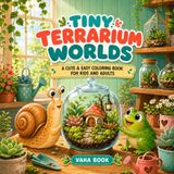 Tiny Terrarium Worlds: A Cute and Easy Coloring Book for Kids and Adults Featuring Cozy Miniature Gardens, Adorable Animals, Plants, and Relaxing Nature Scenes