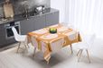 Bonamaison Tafelkleed, Anti-Mold, Sneldrogend, Waterdicht, 100% Polyester Tafellaken, Oranje, gebroken wit, 140 x 140 Cm