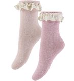 Konges Sløjd Chaussettes - Lot de 2 - Volants pailletés - Rosette - 19/21