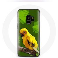 Maniacase Hoesje voor Samsung Galaxy S9 Geel parkiet vogels groene achtergrond