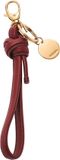 FOSSIL Leren Sleutelhanger Keyfob Key Ring Scarlet Donkerrood
