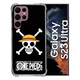 Cokitec Samsung Galaxy S23 Ultra Gehard Glas Hoesje Manga One Piece Doodshoofd