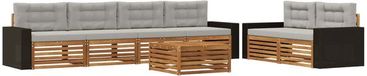 vidaXL - Bank loungeset - 6 zitplekken - Polyester - Naturel en lichtgrijs
