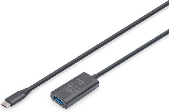 Digitus DA-73110 USB-kabel USB 3.2 Gen1, USB 3.2 Gen1, USB 3.0 USB-C, USB-C stekker, USB-A bus 5.00 m Zwart Actief met
