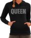 Bellatio Decorations Glitter Queen hoodie zwart met steentjes/ rhinestones voor dames - Glitter kleding/ foute party outfit - Truien met capuchon S