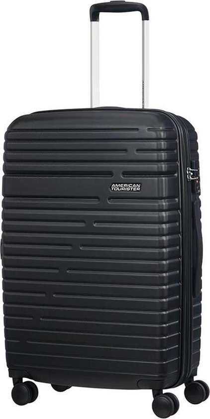 American Tourister Aero Racer Spinner 68 Expandable jet black Harde Koffer Zwart