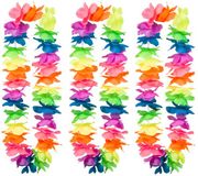 Boland Hawaii krans/slinger - 20x - Tropische/zomerse kleuren mix - Bloemen hals slingers - Party verkleed accessoires