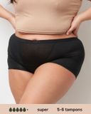 Moodies Undies Moodies menstruatie ondergoed - Bamboe Boyshort - super kruisje - maat XXL - zwart