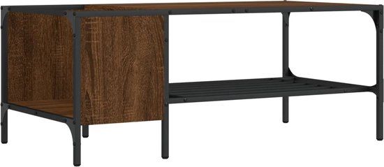 vidaXL Salontafel met rek 100x51x40 cm bewerkt hout bruin eikenkleur