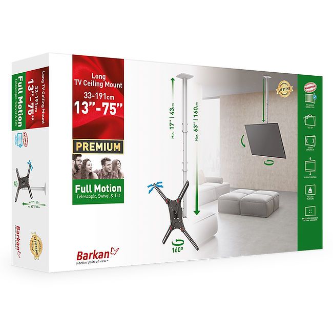 Barkan 4500L TV-bevestiging Plafond Zwart