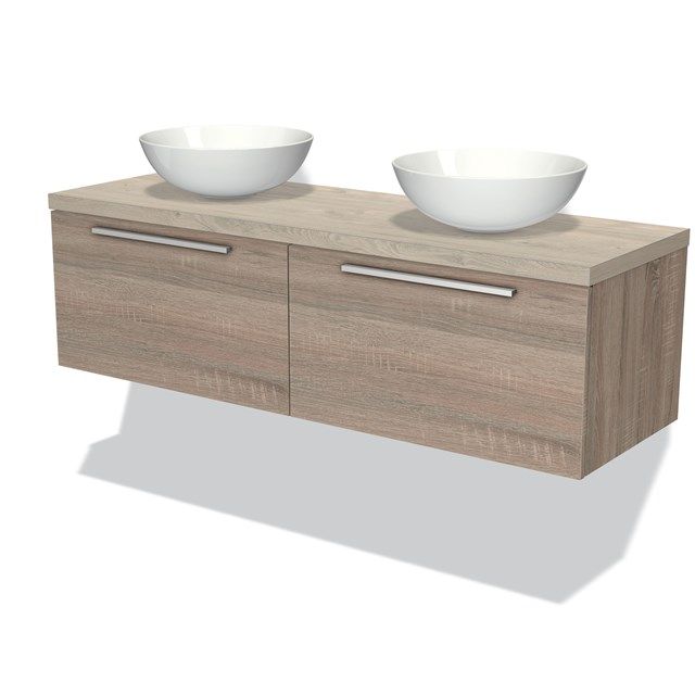 Maxaro Badkamermeubel Modulo Plato 140cm - Lichtgrijs Eiken