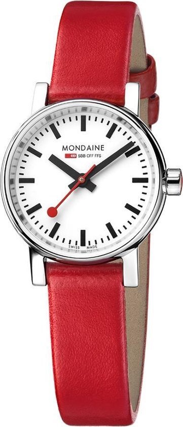 Mondaine Evo II MSE.26110.LC - Polshorloge - Leer - Rood - 26 mm