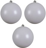 Decoris Kerstbal - 3x - wit - groot - 20 cm - kunststof - mat - kerstversiering
