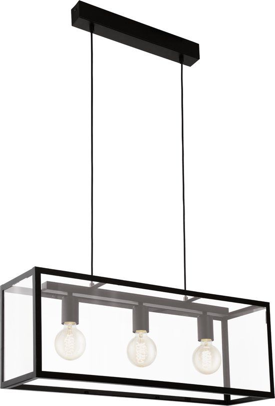 EGLO Charterhouse Hanglamp - 3 Lichts - Zwart - E27 - 73cm