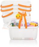 Cetomo Douche Caddy mand, kunststof doucheorganizer met opvouwbaar handvat, draagbare opbergdoos met afvoergaten voor badkamer, keuken, slaapzaal, douchegel, shampoo, cosmetica, wit - 4 stuks