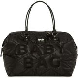 Bagmori Luiertas – Schoudertas Baby Tas – Geborduurde Gewatteerde Luiertas met Schouderriem – Zwart