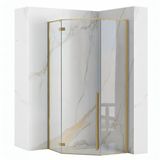 REA Diamond + Douchebak Black 90x90 - Douchecabine - Vierkant - Geborsteld Goud