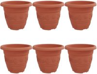vidaXL Ronde Bloempot - 6 stuks - Baksteenrood - Ø 22 x 18 cm - Kunststof