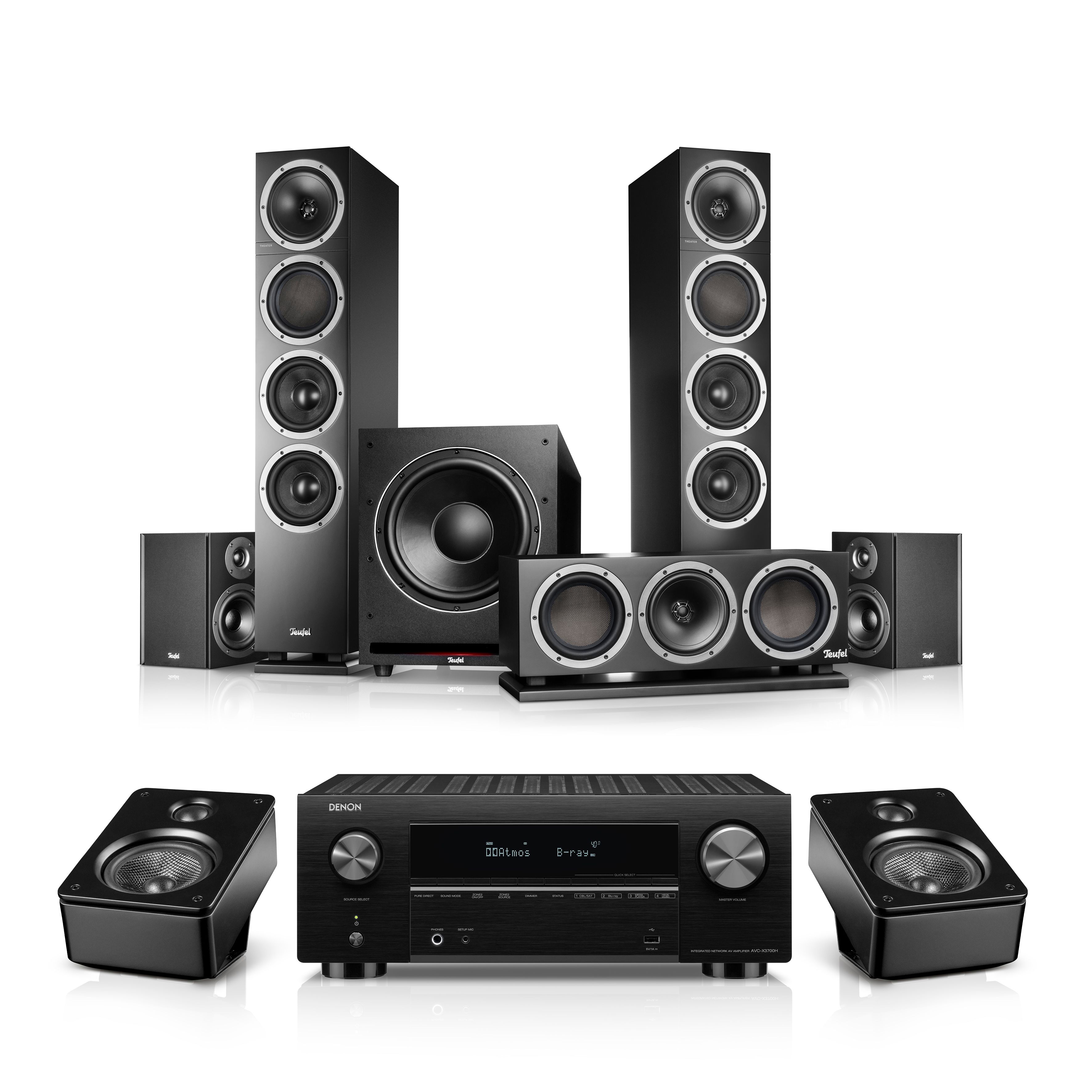 Teufel THEATER 500 Surround + DENON X3800H voor Dolby Atmos "5.1.2"