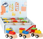 Small foot Display locomotief voor het opwinden van hout, 100% FSC-gecertificeerd, bevordert de motoriek, art.nr. 11016