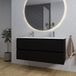 Saniclass Chaci Badkamermeubelset - 120x46x55cm - keramische wastafel wit - 2 ovale wasbakken - 2 kraangaten - 2 lades - ronde spiegel met verlichting - mat zwart