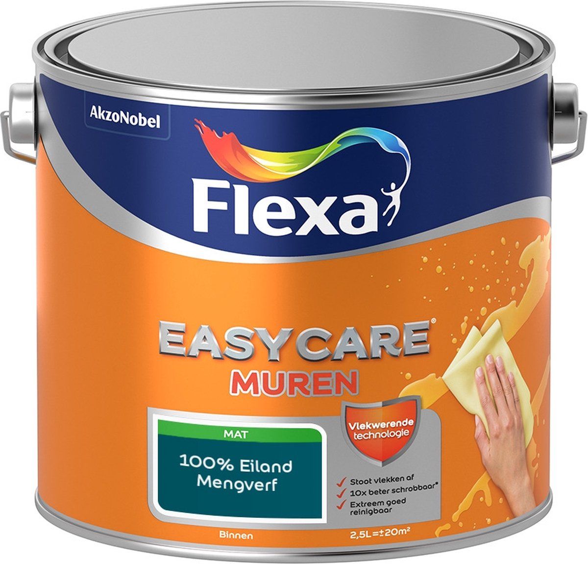 FLEXA Easycare Muurverf - Mat - Mengkleur - 100% Eiland - 2,5 liter