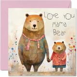 Oprechte Mama Bear Oprechte Moederdagkaarten voor mama - Happy Birthday-kaart voor mama van dochter zoon, verjaardagscadeaus mama, 145 mm Moederdag wenskaarten mama