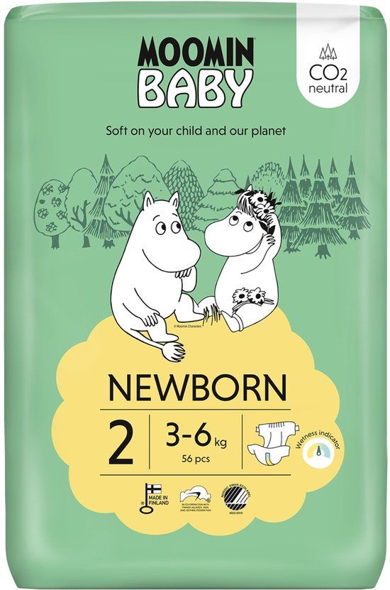 Moomin Baby Eco Wegwerpluiers - Maat 2 - 56 stuks