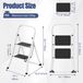 StarTech Vouwbare stalen ladder - 2 treden - 78 cm - Robuust metaal - Extra brede, antislip treden - Veiligheidsreling - Beschermende rubberen doppen voor de vloer