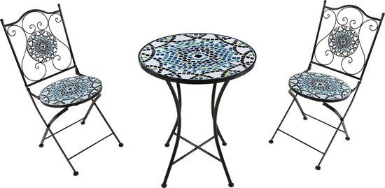 AXI Amélie 3-delige Mozaïek Bistroset Multikleur - Metalen frame met keramische tegel - Balkonset 2 stoelen en tafel
