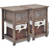 VidaXL Nachtkastjes hout bruin 2 st