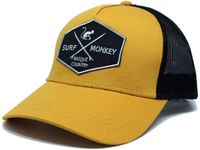 Surf Monkey Trucker Cap - 5 Panel - One Size - Snapback - Zwarte mosterd