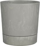 Mica Decorations Bloempot Coco - met onderschaal - betongrijs - H30 x D28 cm - kunststof - buiten