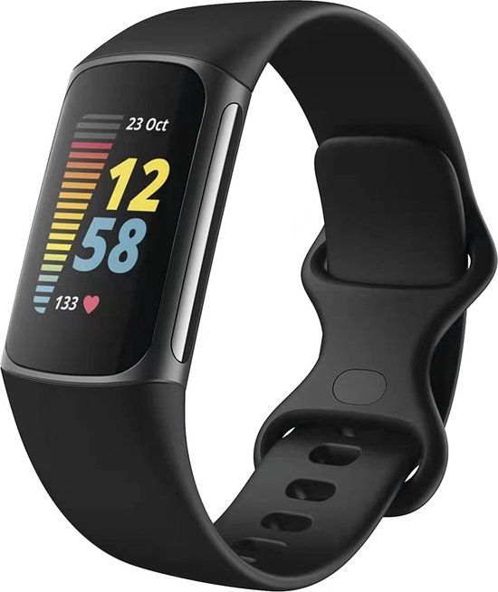 iMoshion Bandje Fitbit Charge 6 / Charge 5 - Siliconen - Zwart - M/L