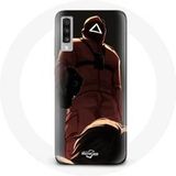Maniacase Hoesje voor Samsung Galaxy A70 Inktvis Spel Rode Soldaat met Driehoek Masker