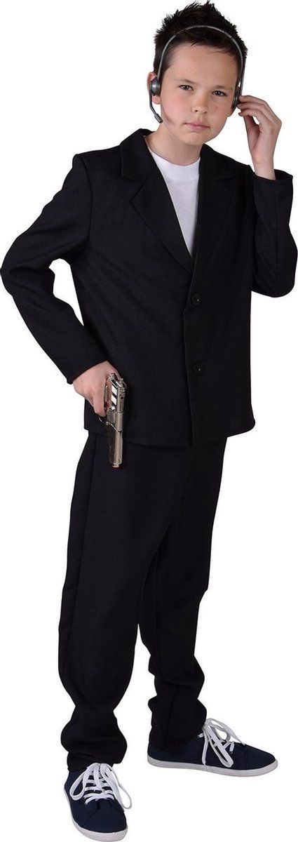 Magic by Freddy's Verkleedpak Bodyguard Junior Zwart Maat 128 2-delig