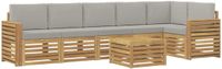 vidaXL - Buiten - bank - set - 7 - st - Wit - en - Lichtgrijs - Polyester