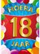 Bellatio Decorations Verjaardag deurposter - 18 jaar - multi - 59 x 42 cm - feestartikelen