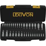 LEXIVON Torx Master dopsleutelset, gelegeerd premium staal S2, 34-delig, solide en sabotagebestendig van T6 tot T70, verbeterde opbergdoos (LX-149)