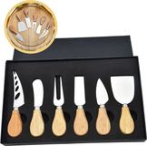 Heble® Luxe 6 Kaasmesjes Set Bamboe-RVS-Geschenkdoos
