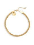 SINGULARU - Choker Tape. Roestvrij staal met 18 Kt Goudlaag. Mesh-ketting, breedte 8 mm. Lengte 33 cm + 5 cm verlengstuk. Sieraden voor dames