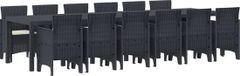 vidaXL Eettafel Set 13-delig Antraciet Polyrattan