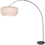 Anne Lighting - Curve - vloerlamp - beige zwart - metaal textiel - booglamp - E27