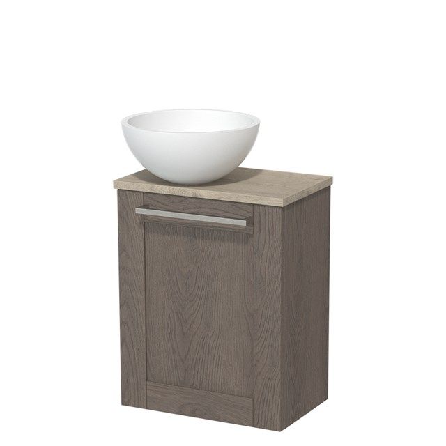 Maxaro Modulo Toiletmeubel 41cm Donkerbruin Eiken Lichtgrijs Eiken
