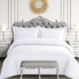 Parure de lit satin de coton égyptien blanc Queen