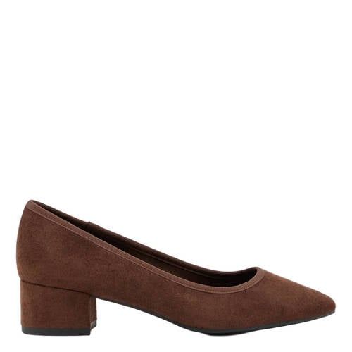 Graceland suède pumps met blokhak - bruin