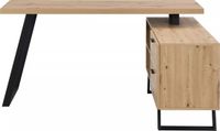 Vente-unique Hoekbureau met opbergruimte - MDF - Kleur: naturel en zwart - NAYARO