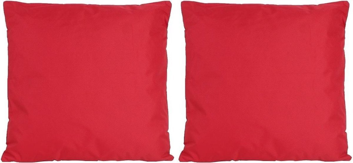 Anna's Collection Set van 2x stuks bank/Sier kussens voor binnen en buiten in de kleur rood 45 x 45 cm - Tuin/huis kussens
