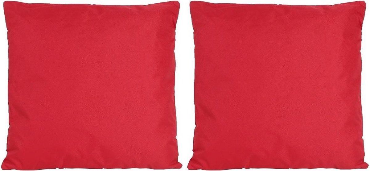 Anna's Collection Set van 2x bank/sierkussens rood 45x45cm - Binnen & Buiten